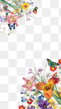 Spring flower border png, transparent background