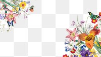 Spring flower border png, transparent background