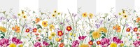 Aesthetic flower field png border, transparent background