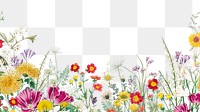 Aesthetic flower field png border, transparent background