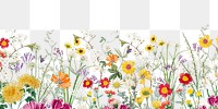 Aesthetic flower field png border, transparent background