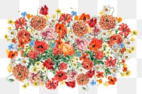 Colorful Summer png flower collage art on transparent background