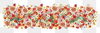 Summer flowers png divider, colorful botanical illustration, transparent background