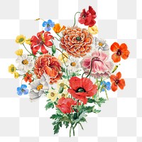 Summer flower bouquet png element, transparent background