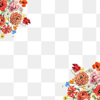 Red Summer flower png border, transparent background