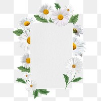 White daisy flower png badge, aesthetic botanical collage, transparent background