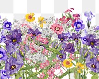 Aesthetic purple flowers png border, transparent background