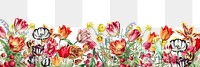 Colorful exotic flowers png border, transparent background