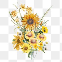 Sunflower bouquet flower png element, transparent background
