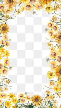 Spring sunflower png frame, transparent background