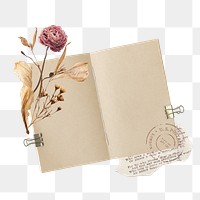 Autumn aesthetic png, vintage journal collage, transparent background
