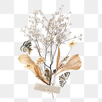 Autumn leaf branch png washi tape, journal collage element, transparent background