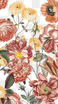 Vintage flowers png botanical collage art, transparent background