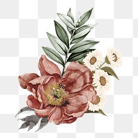 Pink vintage flower png element, transparent background