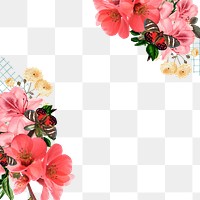 Cherry blossom flower png border, transparent background