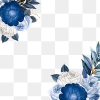 Blue winter flower png border, transparent background