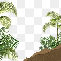 Tropical palm trees png border, ripped paper, transparent background