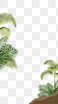 Tropical palm trees png border, ripped paper, transparent background