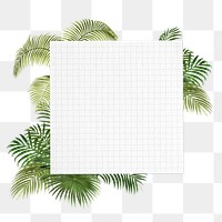 Note paper png badge, palm leaf collage