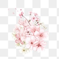 Japanese cherry blossom flower png element, transparent background