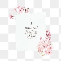 Feeling of joy png word, aesthetic flower collage art on transparent background