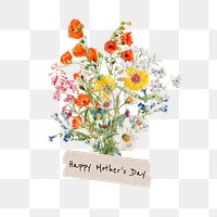 Happy Mother's Day png greeting, aesthetic flower bouquet collage art on transparent background