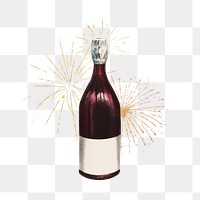 Wine bottle fireworks png, celebration, transparent background. Remixed by rawpixel.