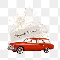 Congratulations png word, collage art on transparent background
