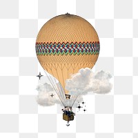 Hot air balloon png, travel aesthetic collage, transparent background. Remixed by rawpixel.