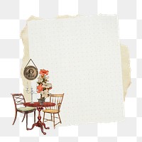 Victorian furniture png note paper, chair and table, transparent background. Remixed by rawpixel.