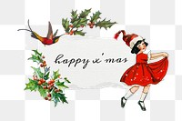 Happy x' mas png word, collage art on transparent background. Remixed by rawpixel.