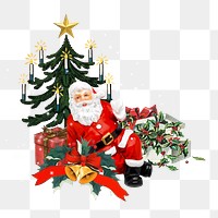 Santa Christmas tree png, collage art on transparent background. Remixed by rawpixel.