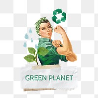 Green planet png word, collage art on transparent background. Remixed by rawpixel.