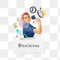 Business png word, collage art on transparent background. Remixed by rawpixel.