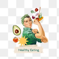 Healthy eating png word, collage art on transparent background. Remixed by rawpixel.