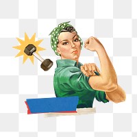 Flexing woman png, fitness & health, transparent background. Remixed by rawpixel.