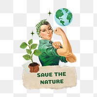 Save the nature png word, collage art on transparent background. Remixed by rawpixel.