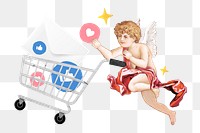 Social media png reactions, vintage cupid, transparent background. Remixed by rawpixel.