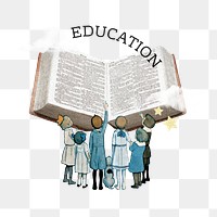 Education png word, collage art on transparent background. Remixed by rawpixel.