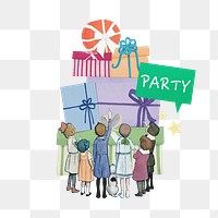 Party png word, collage art on transparent background. Remixed by rawpixel.