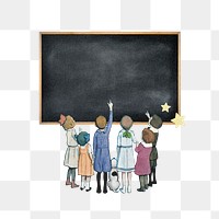 Children png  pointing at blackboard, education, transparent background. Remixed by rawpixel.