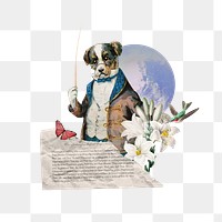 Dog png music conductor, entertainment, transparent background. Remixed by rawpixel.