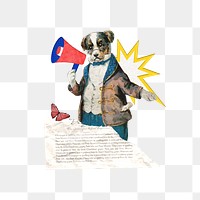 Dog holding png megaphone, social media, transparent background. Remixed by rawpixel.