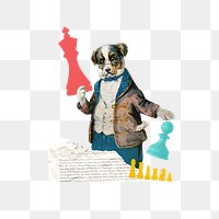 Dog png holding chess piece, business, transparent background. Remixed by rawpixel.