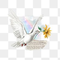 Vintage flying dove png, floral aesthetic, transparent background. Remixed by rawpixel.