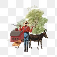 Farmer's lifestyle png, agriculture collage art, transparent background. Remixed by rawpixel.