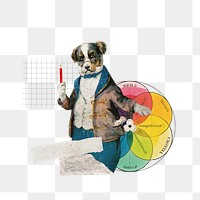 Science education png, dog teacher collage, transparent background. Remixed by rawpixel.