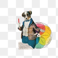 Science education png, dog teacher collage, transparent background. Remixed by rawpixel.