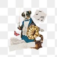 Dog png music conductor, entertainment, transparent background. Remixed by rawpixel.