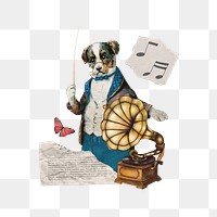 Dog png music conductor, entertainment, transparent background. Remixed by rawpixel.